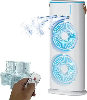 Voltegic Double Ended Spray Cooler 6 Blade Table Fan  (Remote Controlled | White | Pack of 1)
