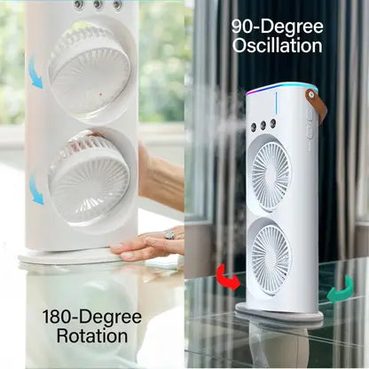 Voltegic Double Ended Spray Cooler 6 Blade Table Fan  (Remote Controlled | White | Pack of 1)