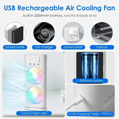 Voltegic Double Ended Spray Cooler 6 Blade Table Fan  (Remote Controlled | White | Pack of 1)